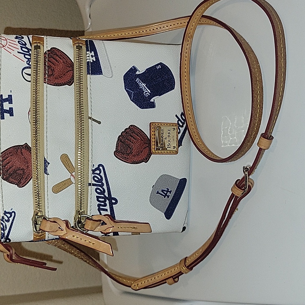 Dooney & Bourke Dodgers Crossbody Bag - White and Brown - Picture 2 of 5